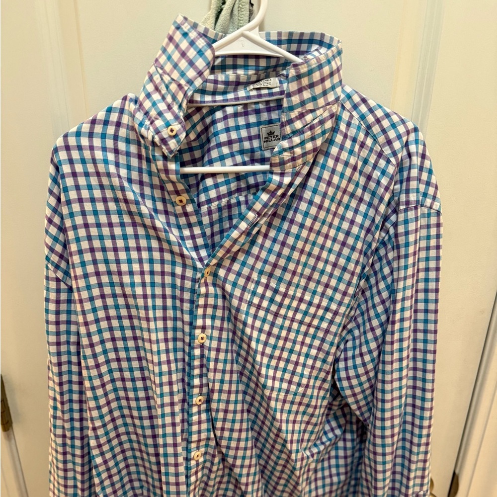 Peter Millar Cotton Nanoluxe Easycare Long Sleeve Button Down Shirt Size XL